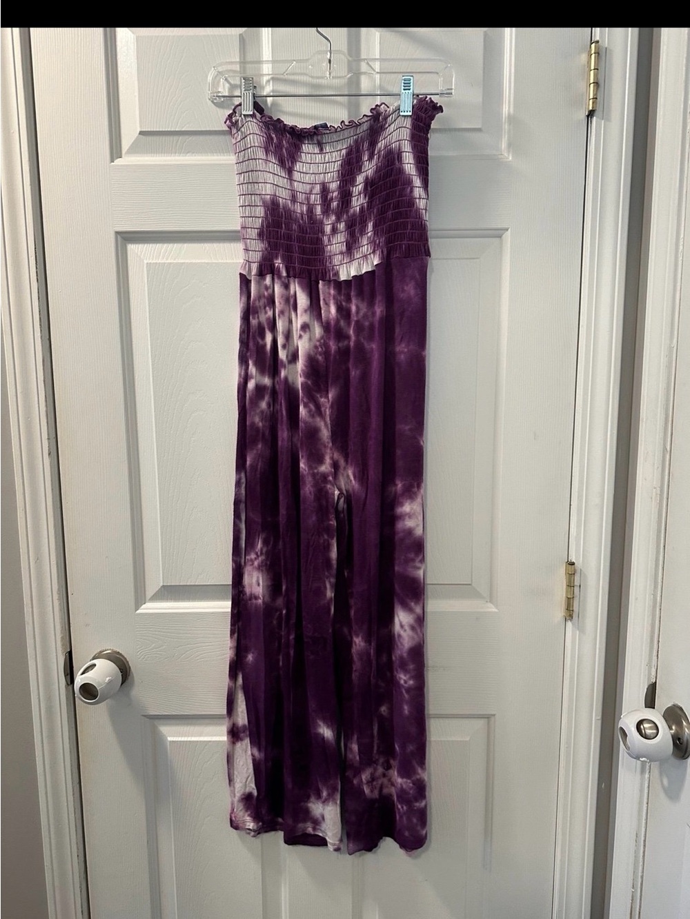 Women's Purple Tie-Dye Strapless Maxi Dress